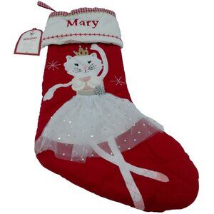 Pottery Barn Kids Mary Dancing Kitty Quilted Holiday Stocking Christmas